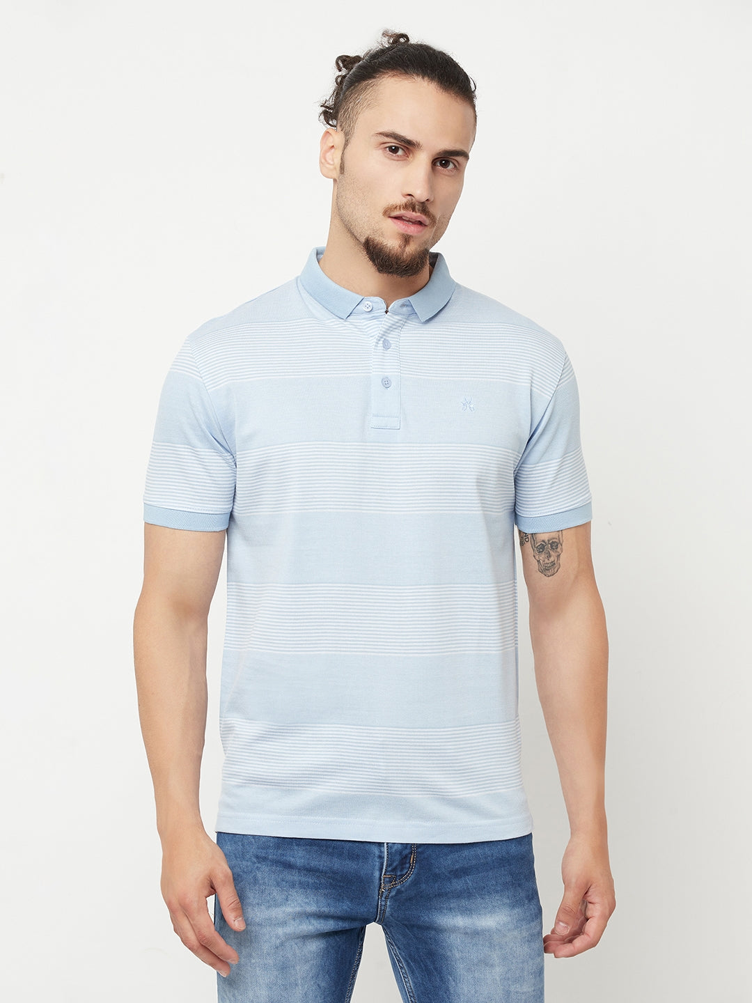 Blue Striped Polo T-Shirt - Men T-Shirts