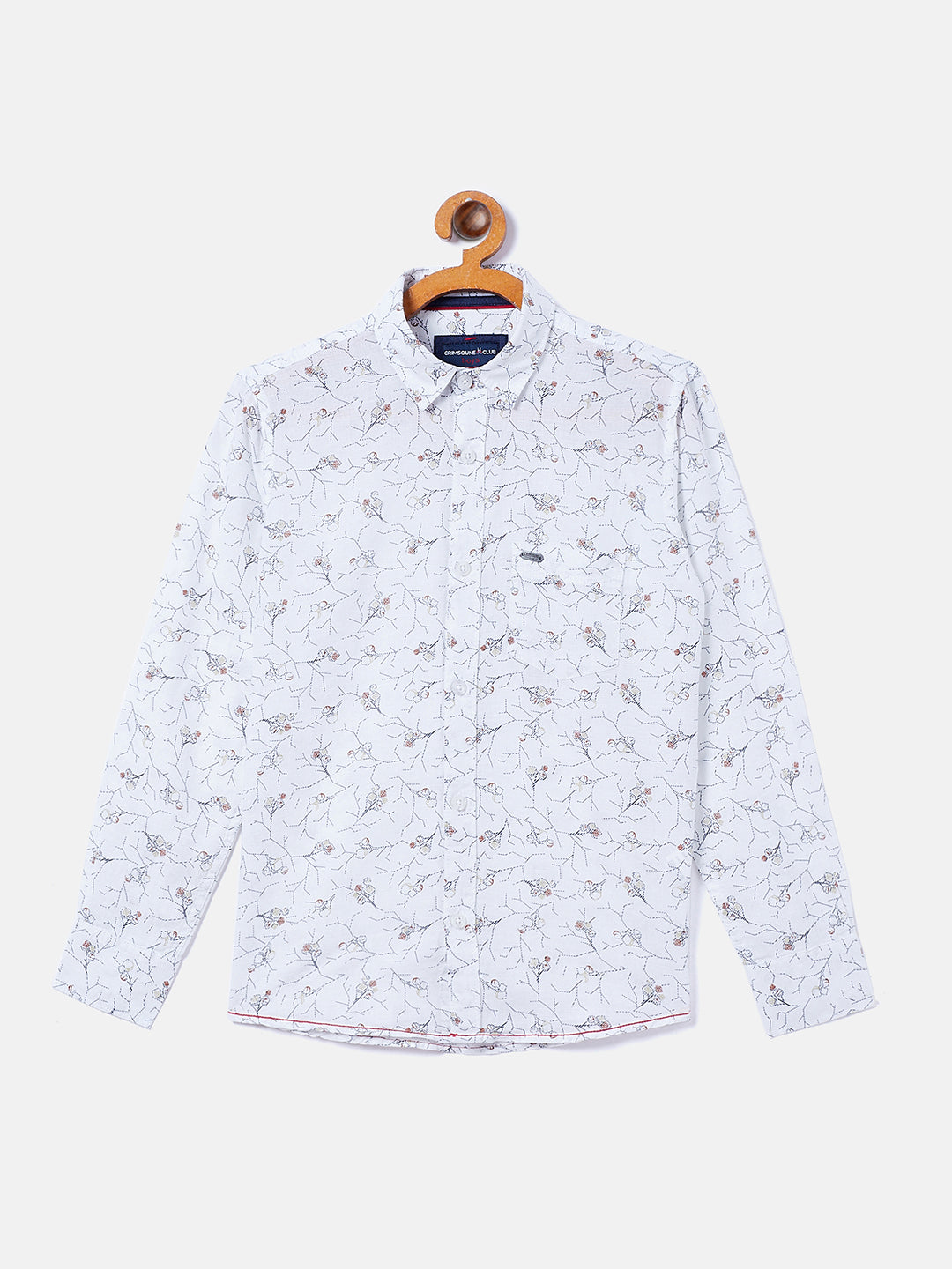 White Printed Linen Casual Shirt - Boys Shirts