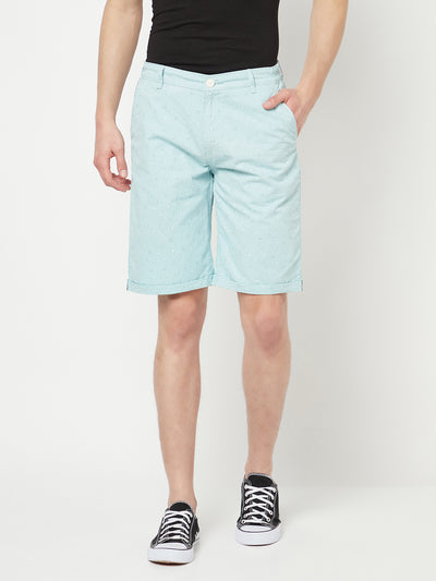 Mint Green Printed Shorts - Men Shorts