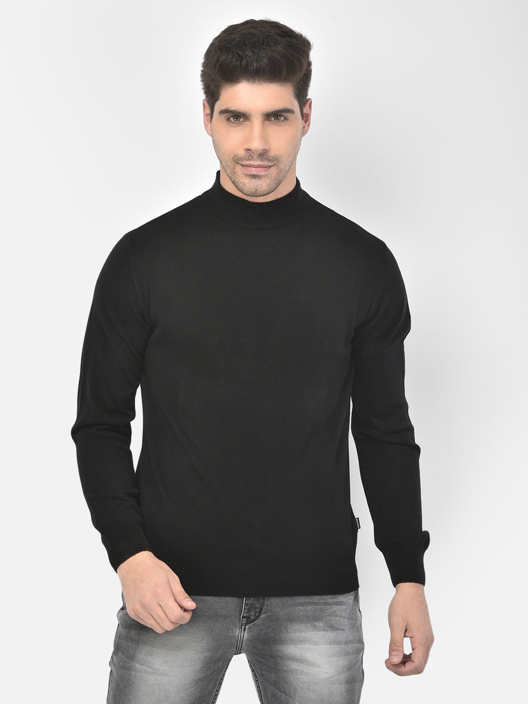 Black Mock Neck Sweater - Men Sweaters