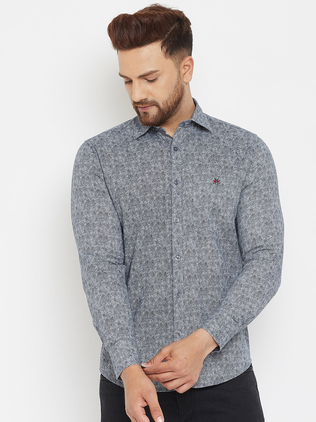 Grey Printed Shirt - Men Shirts