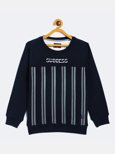 Navy Blue Printed Round Neck Sweatshirt - Boys Sweatshirts