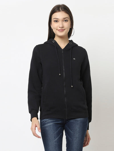 Navy Blue Sweatshirt with Zipper Front