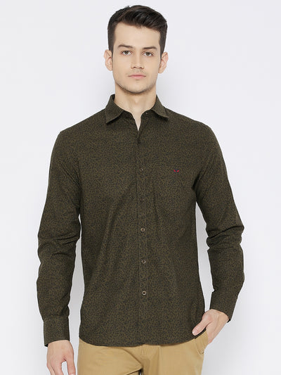 Brown Printed Slim Fit shirt - Men Shirts