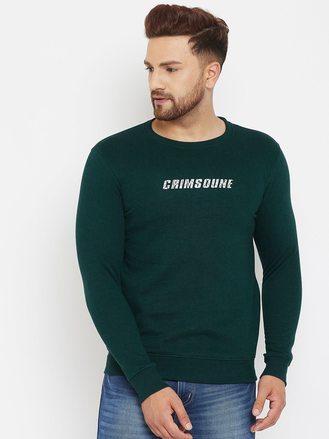 Green Printed Sweatshirt - Men Sweatshirts