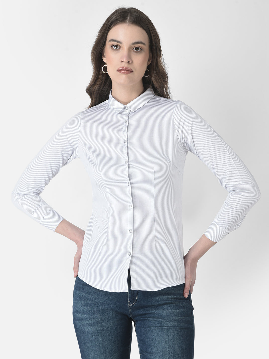  White Pin-Stripe Shirt