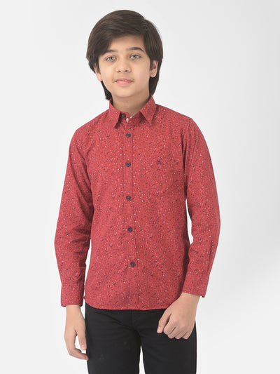Maroon Floral Printed Shirt - Boys Shirts