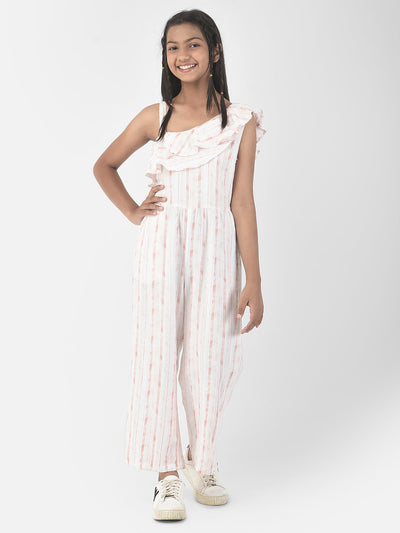  Peach Striped Jumpsuit