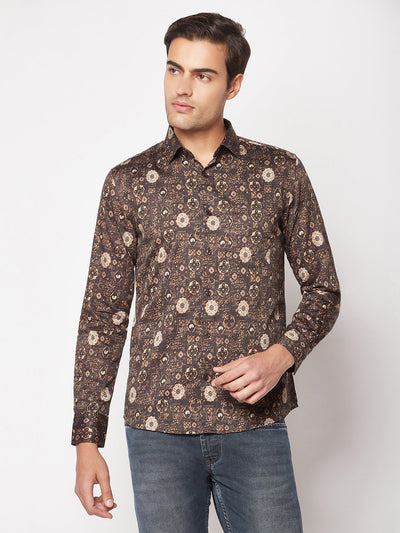  Olive Motif Print Shirt
