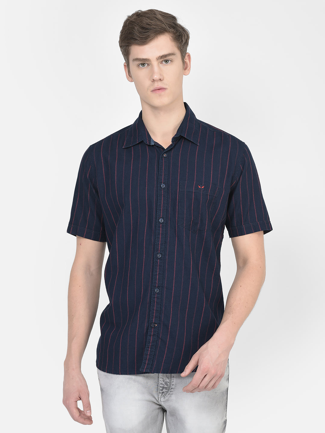  Navy Blue Thin-Stripe Shirt