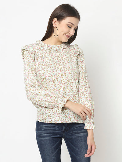 Floral Top with Ruffle Detailing