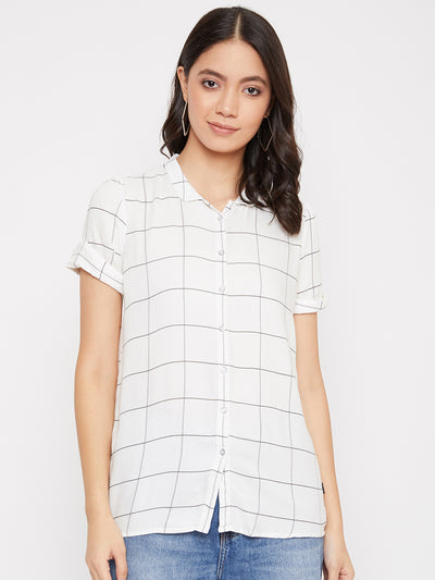 White and Black Checked Shirt - Women Shirts