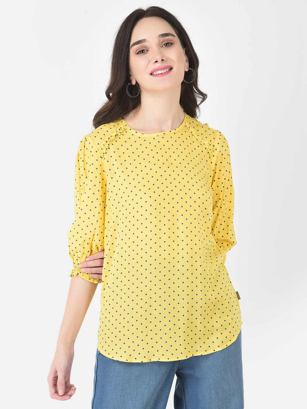 Yellow Polka Top - Women Tops