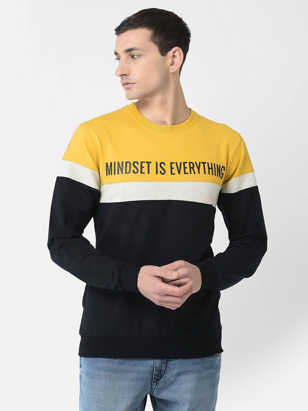  Mustard Colour-Blocked Mindset Sweatshirt