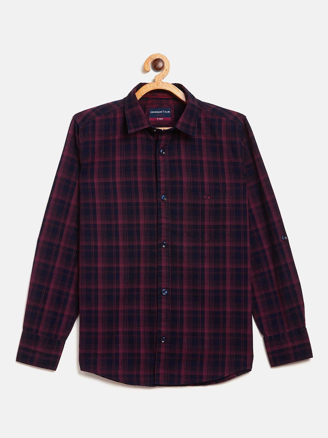 Navy Blue Checked Full Sleeves Shirt - Boys Shirts