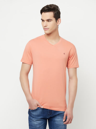 Peach V-Neck T-Shirt - Men T-Shirts