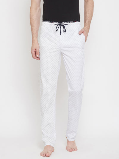 White Printed Lounge Pants - Men Lounge Pants