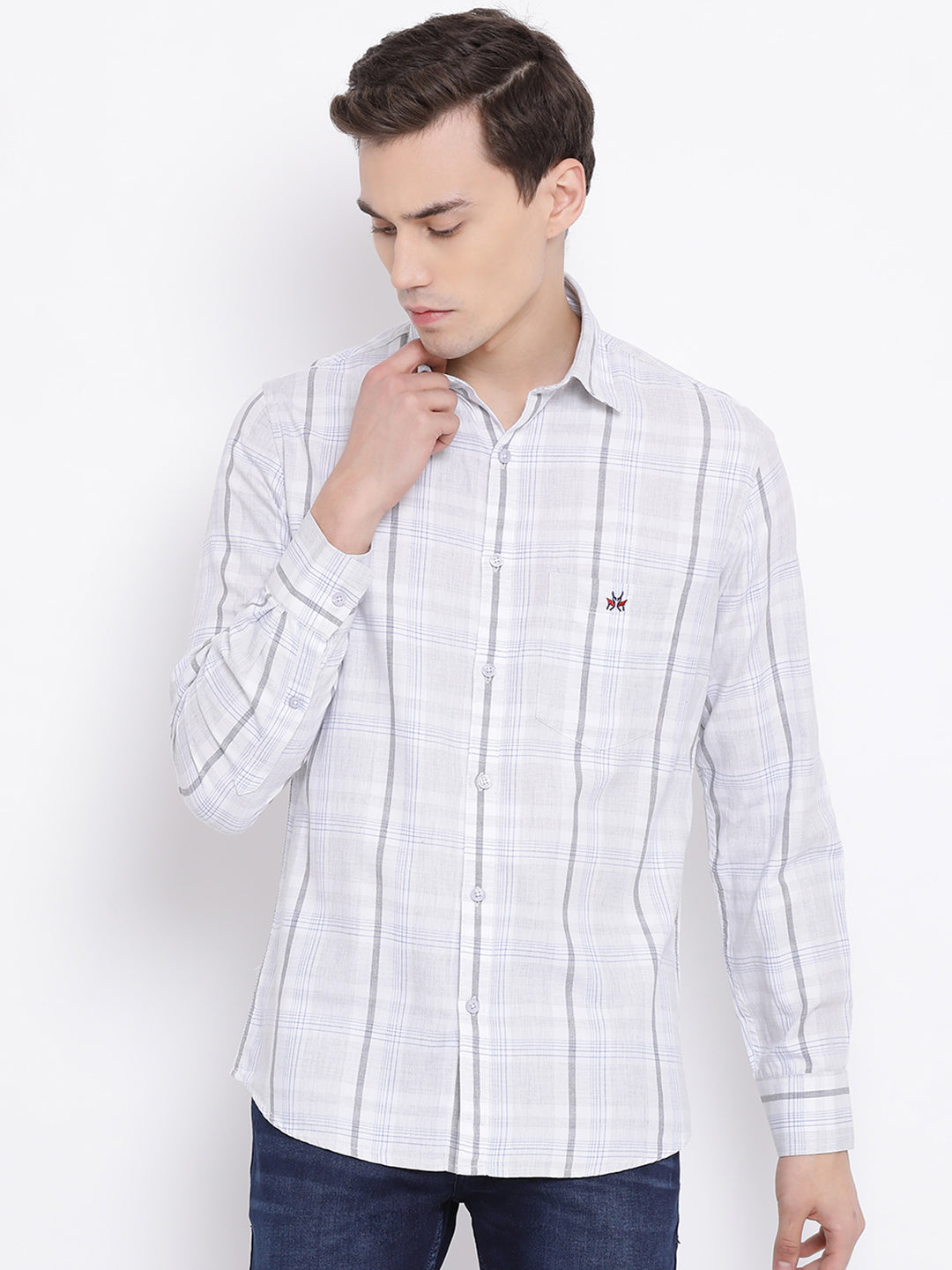 White Checked Shirt - Men Shirts