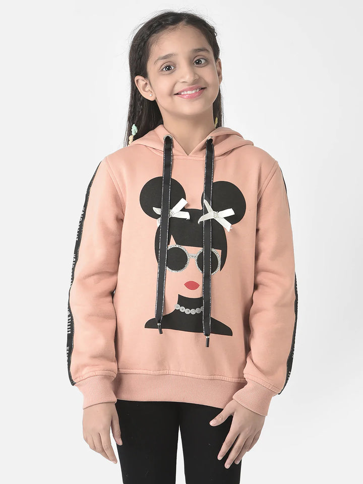  Peach Graphic Face Hooded Sweatshirt