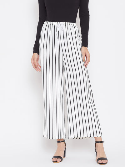 White Striped Trousers - Women Trousers
