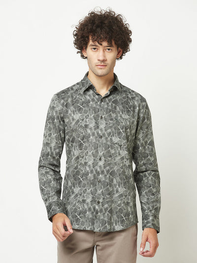  Dark Grey Abstract Print Shirt