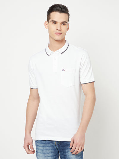 White Polo T-Shirt - Men T-Shirts