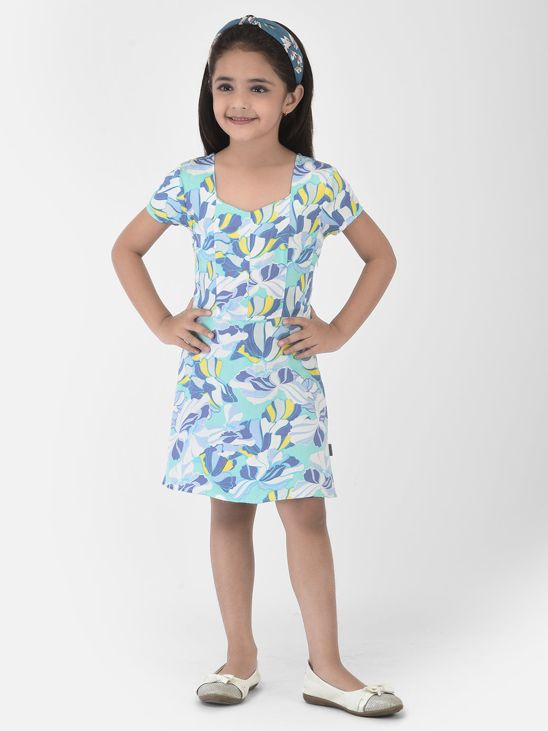 Blue Sweetheart Neck Dress - Girls Dress