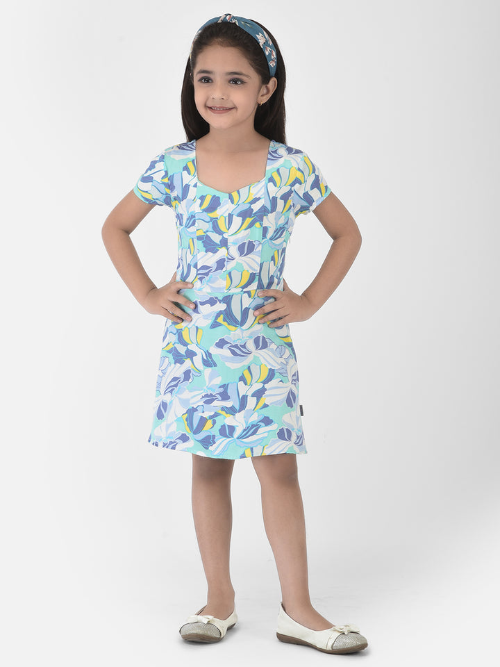 Blue Sweetheart Neck Dress - Girls Dress