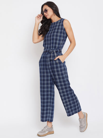 Checked Cotton Jumpsuit - Women Jumpsuits