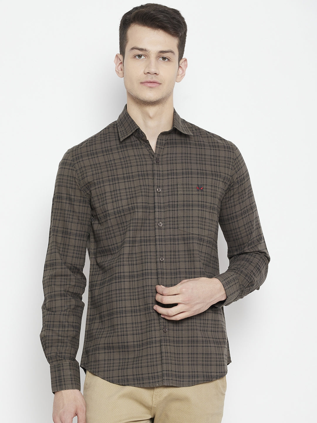 Brown Checked Slim Fit shirt - Men Shirts