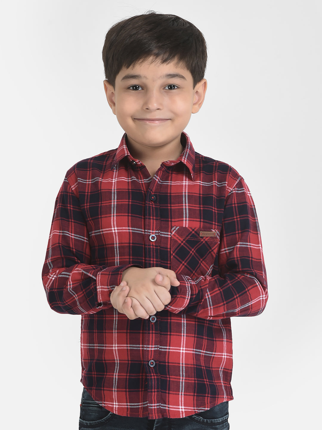 Red Checked Shirt-Boys Shirts-Crimsoune Club