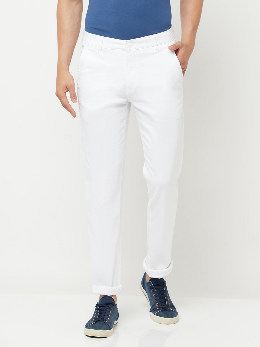 White Casual Trousers - Men Trousers