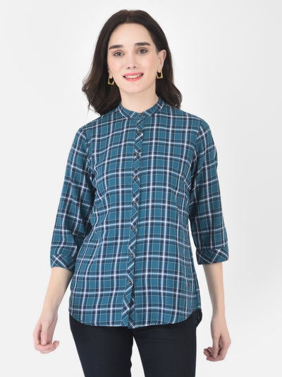 Air Force Blue Checked Shirt - Women Shirts