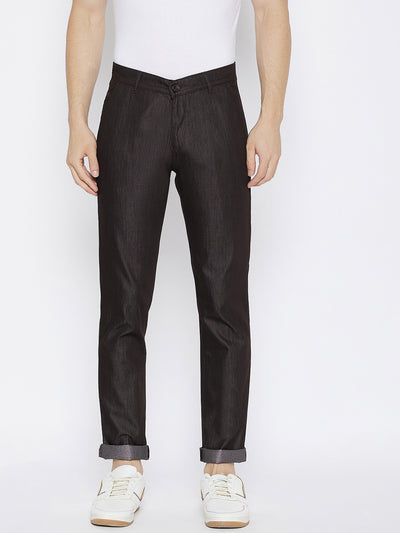 Brown Slim Fit Trousers - Men Trousers