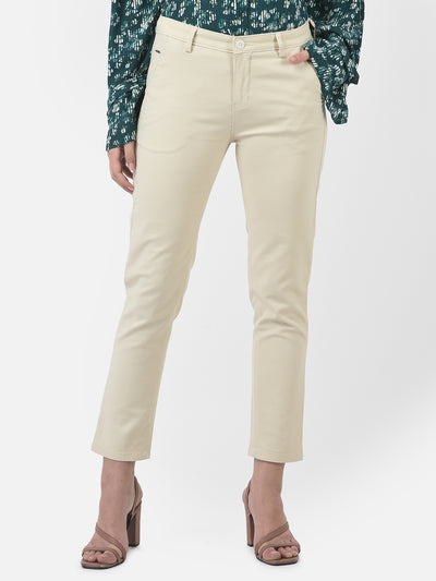 Cream Formal Trousers-Women Trousers-Crimsoune Club