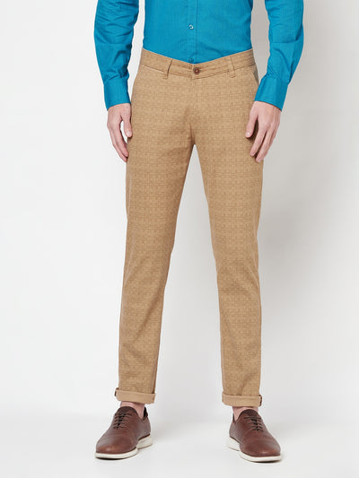 Brown Checked Trousers - Men Trousers
