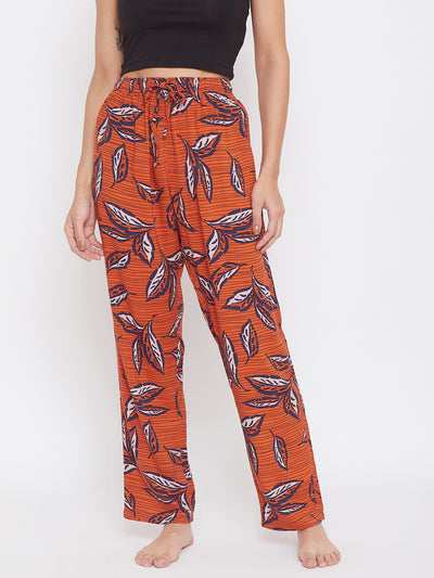 Orange Floral Lounge Pants - Women Lounge Pants