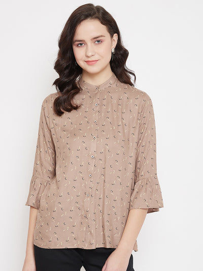 Bell Sleeves Printed Shirt - Women Shirts