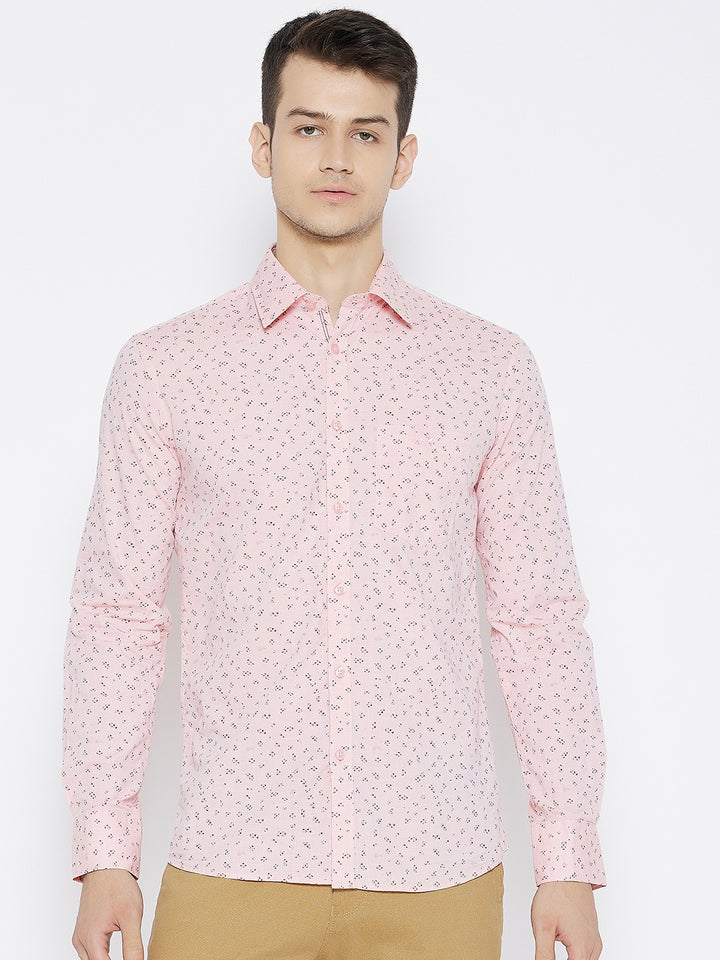 Pink Printed Slim Fit shirt - Men Shirts