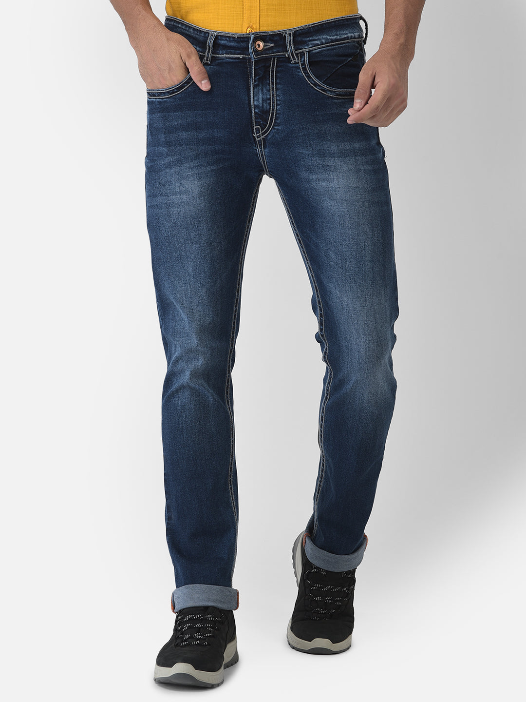 Navy Blue Light Fade Jeans - Men Jeans