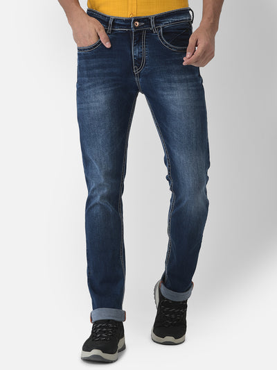 Navy Blue Light Fade Jeans - Men Jeans