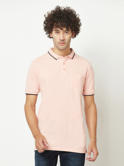  Peach Minimal Polo T-Shirt