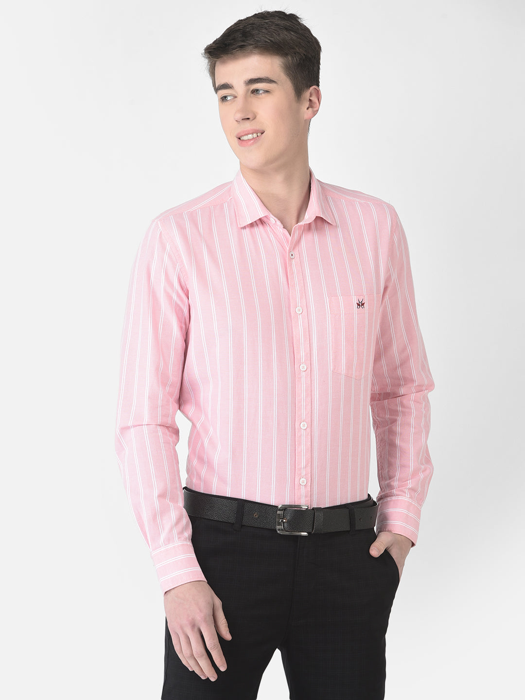  Pink Stripe Print Shirt 