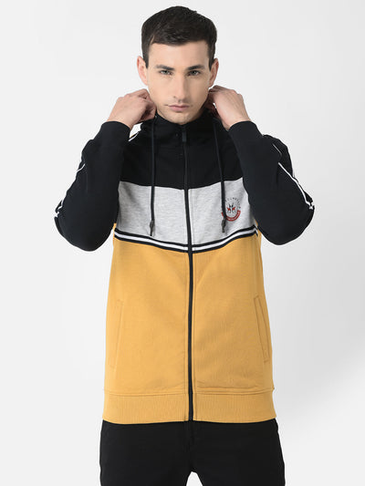  Yellow Colour-Blocked Zipper Sweatshirt 