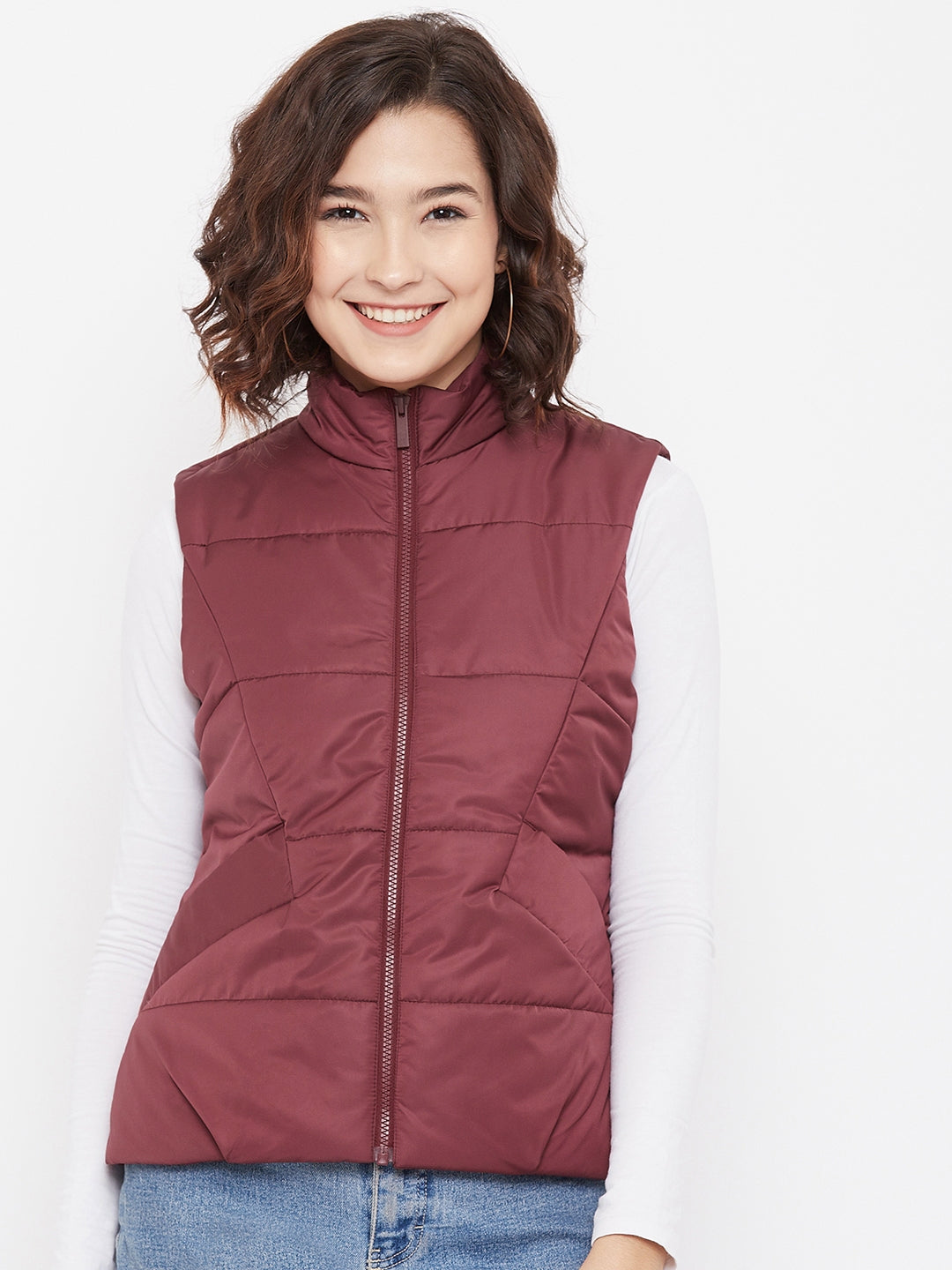 Maroon Padded Jacket - Women Jackets