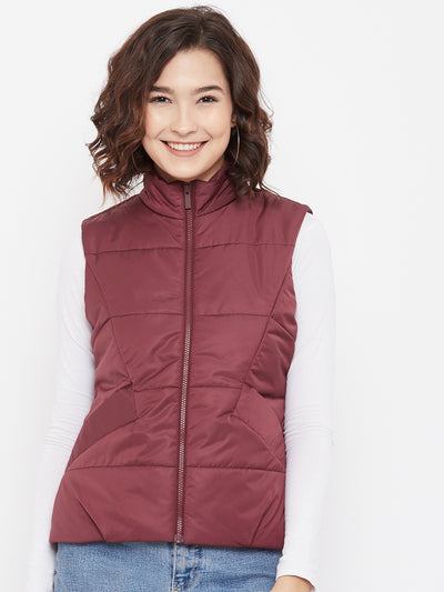 Maroon Padded Jacket - Women Jackets