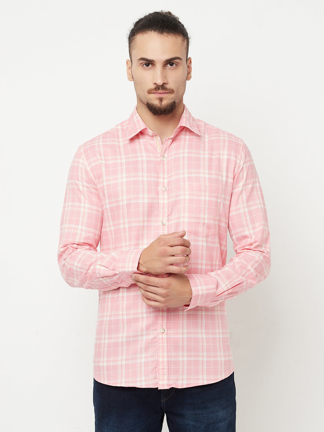 Pink Checked Casual Shirt - Men Shirts