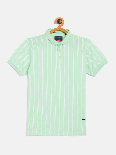 Green Striped Polo Neck T-Shirt - Boys T-Shirts