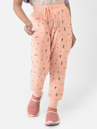  Peach Joggers with Floral Print 