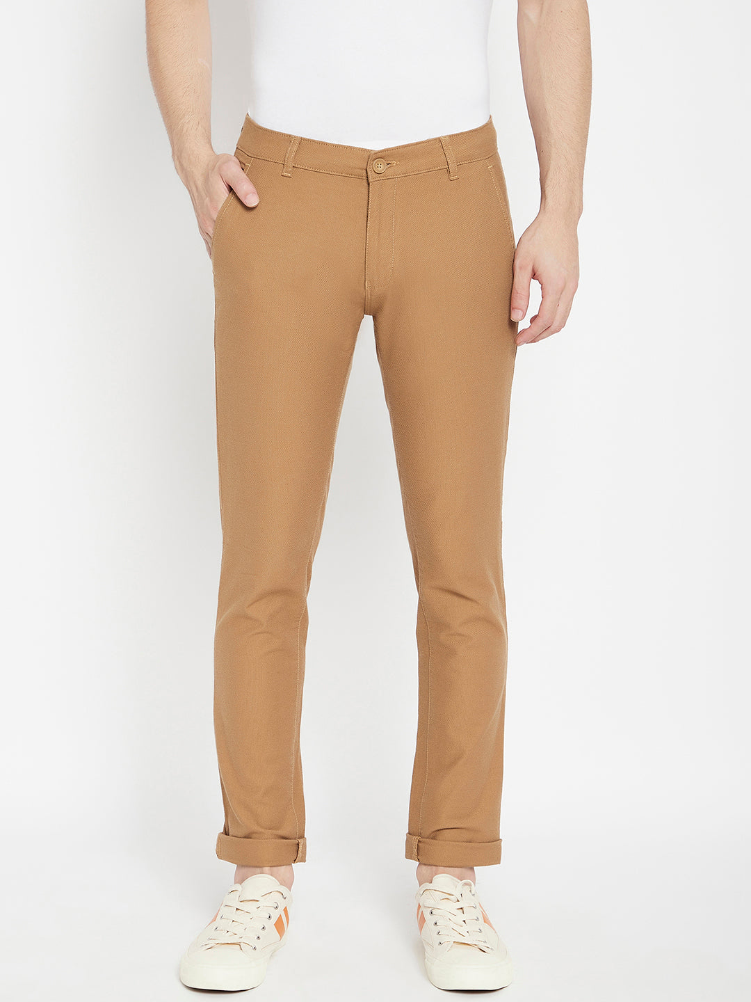 Brown Slim Fit Trousers - Men Trousers